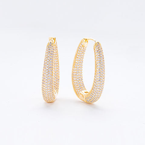 Argola Cravejada de Zirconias Folheada