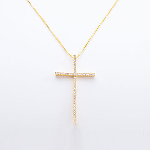 Colar Crucifixo Cravejado de Zirconia