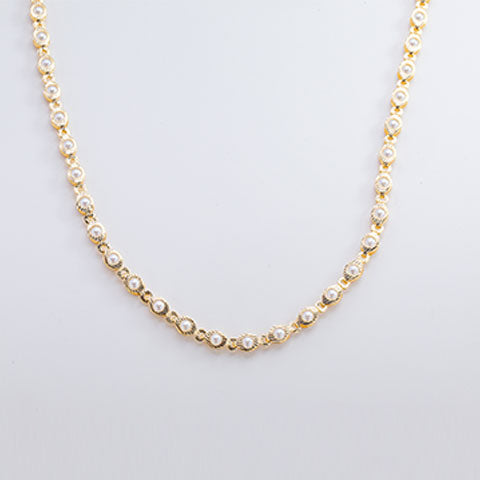 Colar Choker Perola Folheado