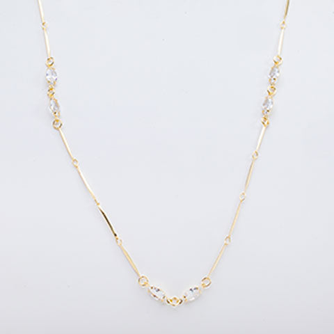 Colar Longo Zirconia Folheado