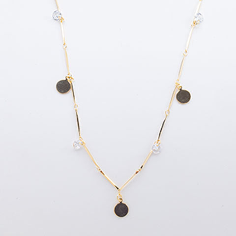 Colar Longo Medalha Zirconia Folheado