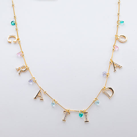 Colar Gratidao Zirconia Folheado