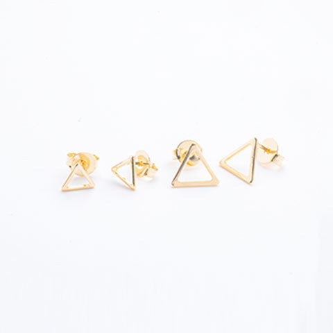 Brinco Duplo Triangulo Folheado