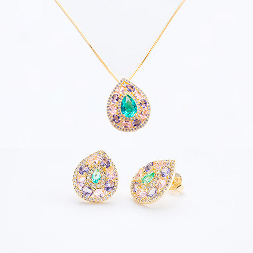 Conjunto Gota Colorida Folheado