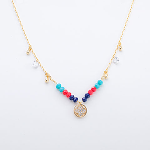 Colar Curto Colorido Penduricalho Zirconia