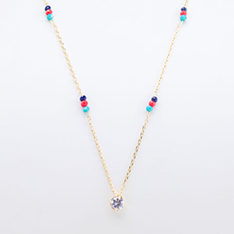 Colar Longo Micanga Colorido Folheado