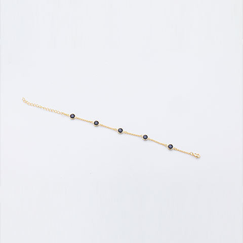 Pulseira Dourada com Cristal Pretos Folheada