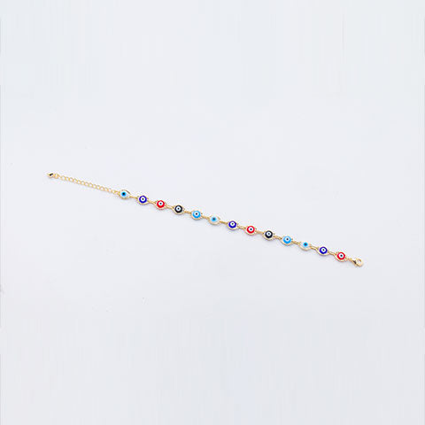 Pulseira Olhos Gregos Coloridos Folheados