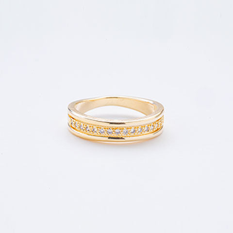 Anel Fileira Zirconia Folheado