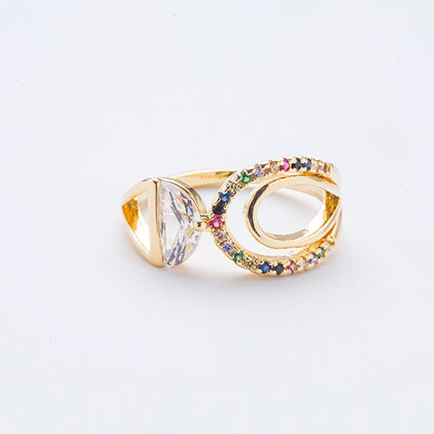 Anel Zirconia Folheado