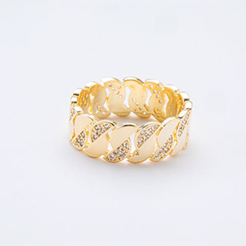 Anel Meio Circulos Zirconia Folheado