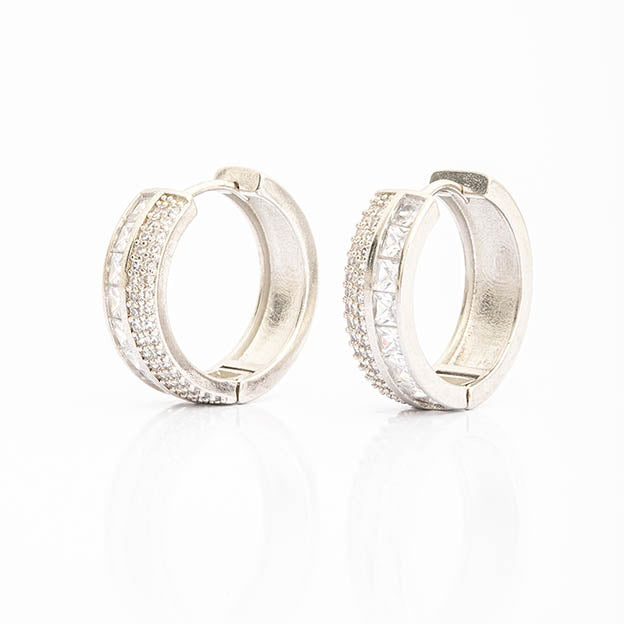 Argola Zirconia Articulada prateada