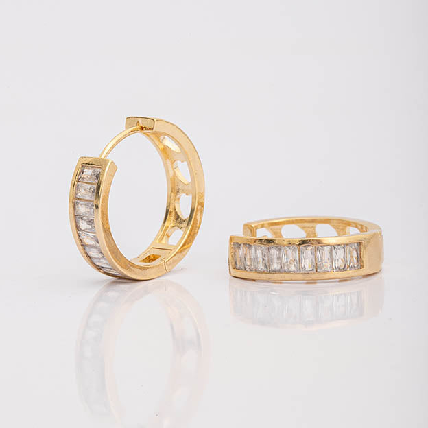 Argola Zirconia Colorido e Cristal Navete G