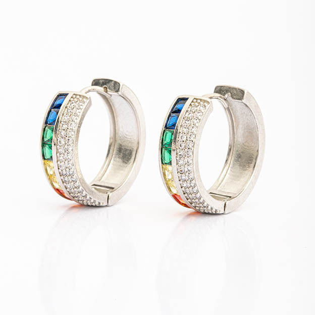 Argola Zirconia Articulada prateada