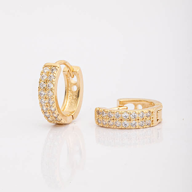 Argola Tripla Fileira de Zirconia Cristal