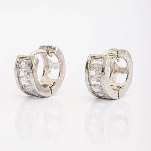 Argola Zirconia Colorido e Cristal Navete P