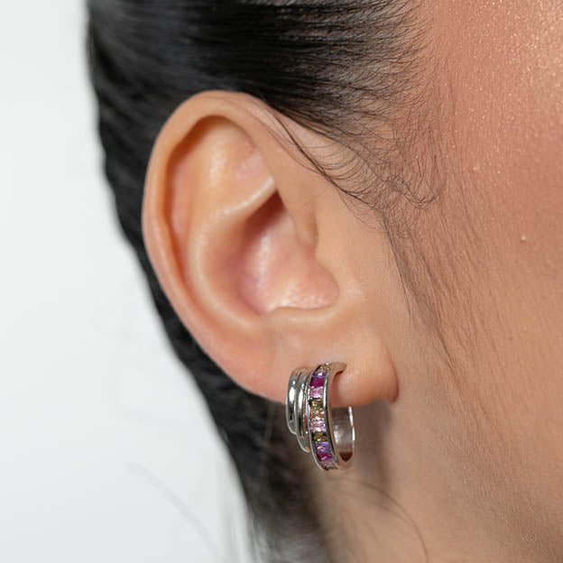 Brinco triplo de zirconia navete