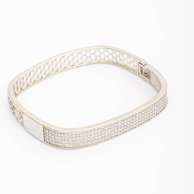 Bracelete Quadrado Zirconia Prateado