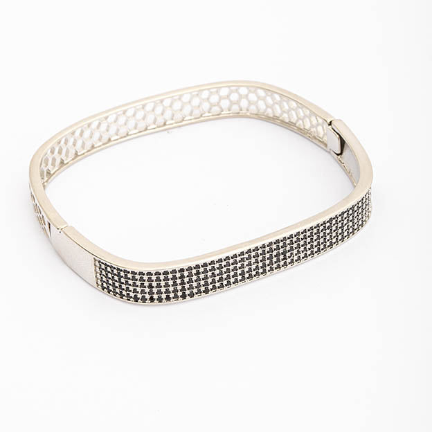 Bracelete Quadrado Zirconia Prateado