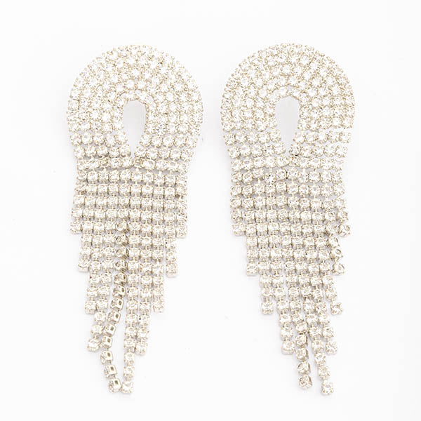 Brinco Franja Zirconia Prateado