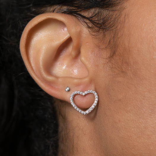 Brinco Coracao Zirconia Cravejado Cristal G