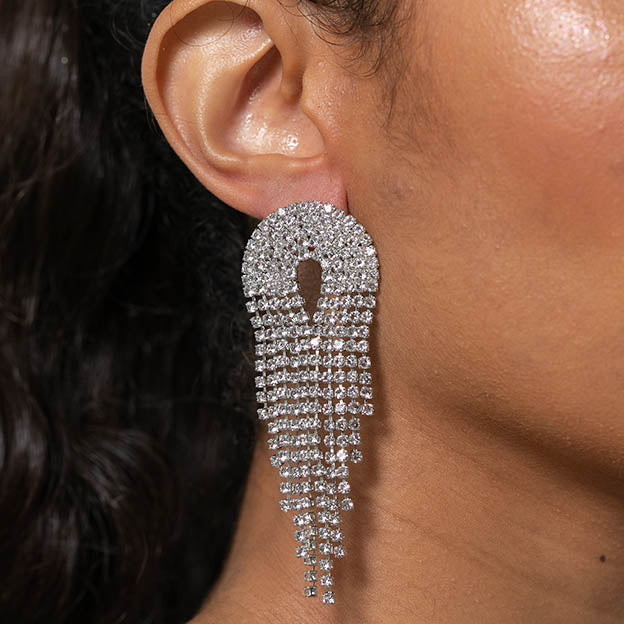 Brinco Franja Zirconia Prateado