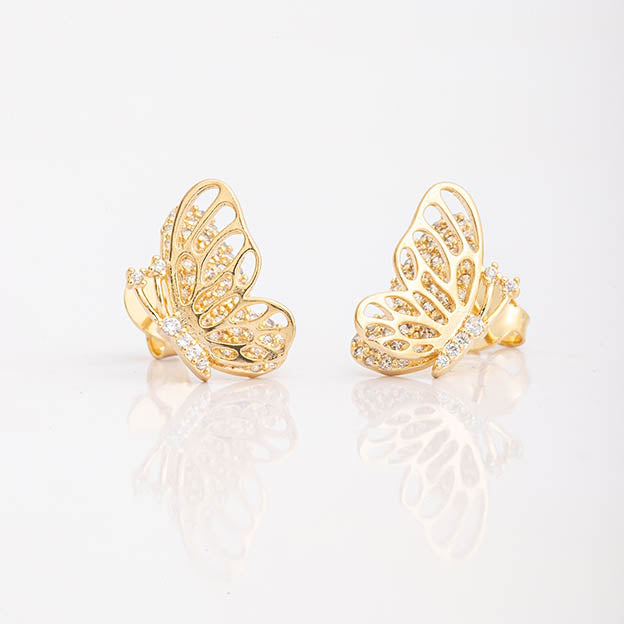 Brinco Borboleta Zirconia Cristal