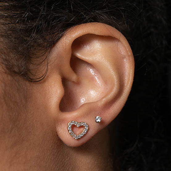 Brinco Coracao Zirconia Cravejada Cristal P