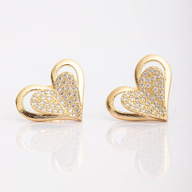 Brinco Coracao duplo zirconia