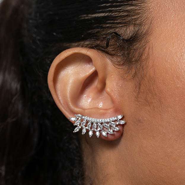 Brinco Zirconia Colorido e Cristal Prateado