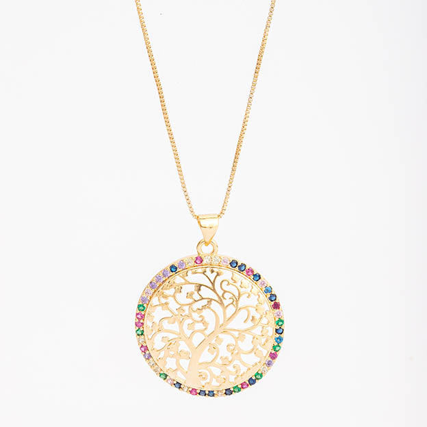 Colar Arvore da vida em zirconia