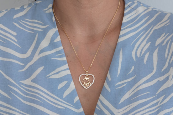 Colar Coração de Mãe Folheado