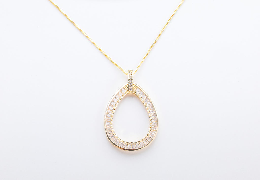 Colar Gota Cravejado de Zirconia Folheado