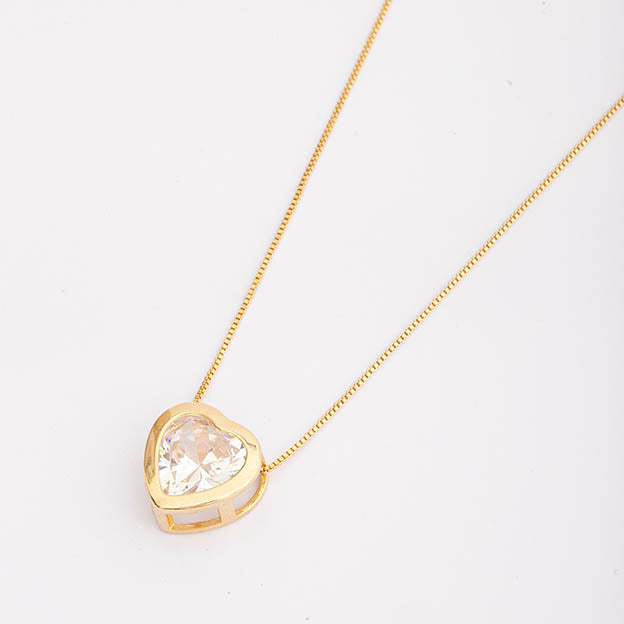 Colar coracao ponto de luz zirconia