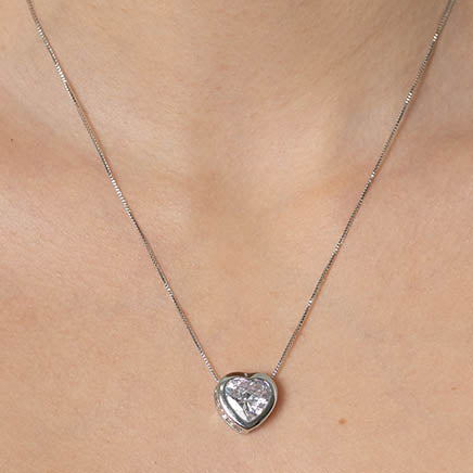 Colar coracao ponto de luz zirconia