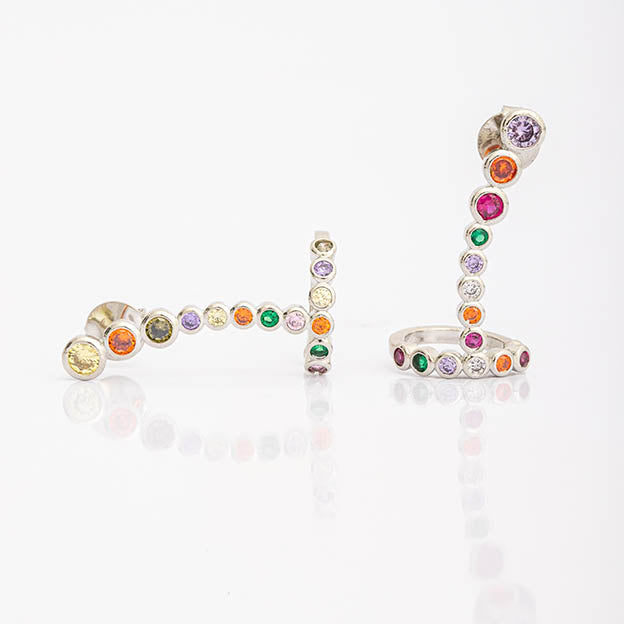 Brinco Earcuff Pontos de Zirconia Prateado