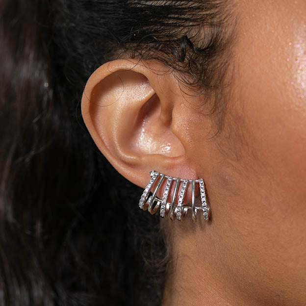 Brinco Ear hook Zirconia Cristal