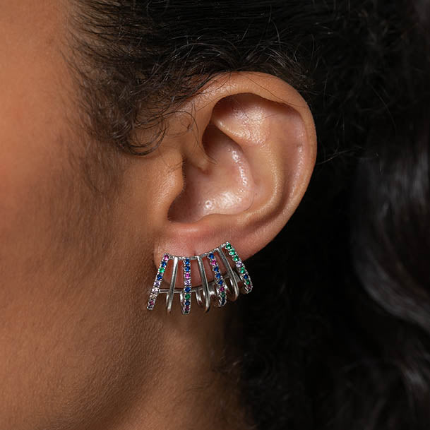 Brinco Ear hook Zirconia Cristal