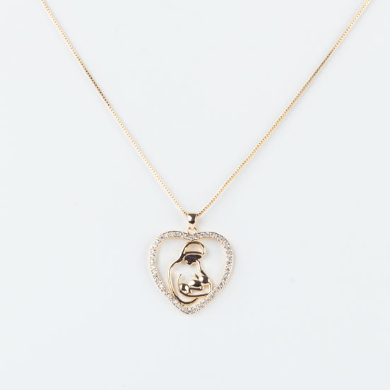 Colar Coração de Mãe Folheado