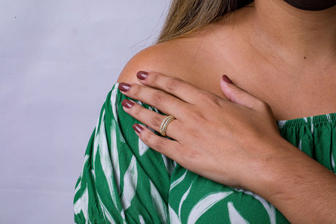 Anel Cravejado de Zirconia