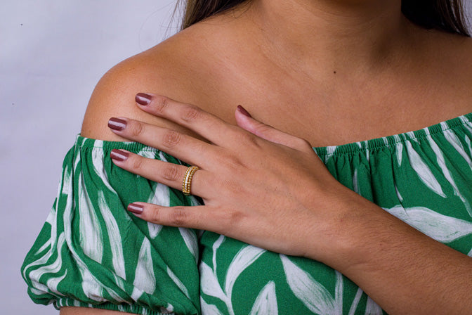 Anel Zirconias Folheado