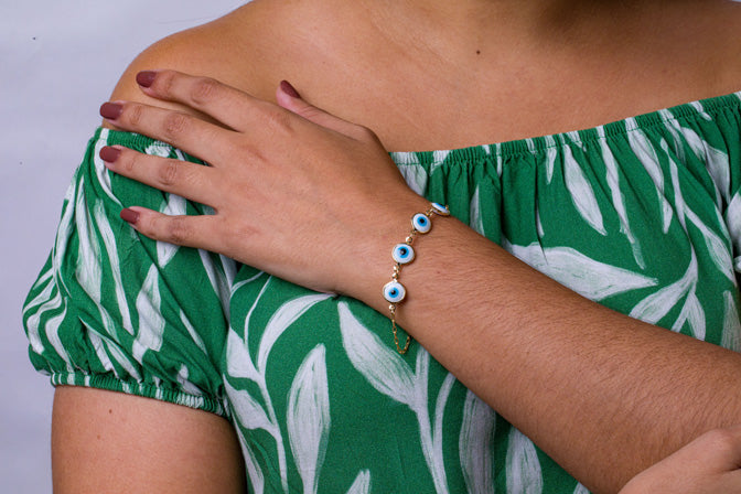 Pulseira Olho Grego Folheada