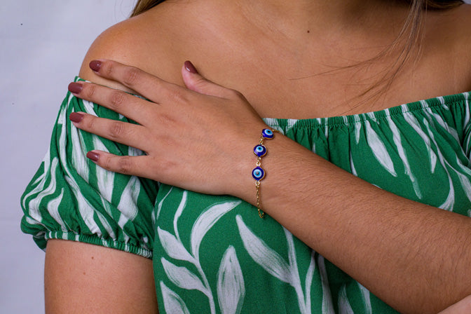 Pulseira Olho Grego Folheada