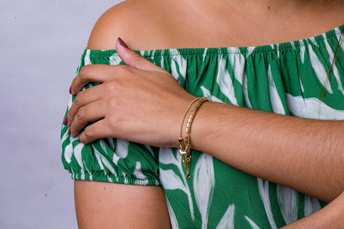 Pulseira Dupla de Correntes Folheada