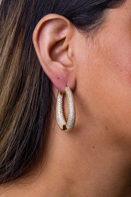 Argola Cravejada de Zirconias Folheada