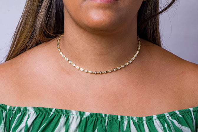 Colar Choker Perola Folheado