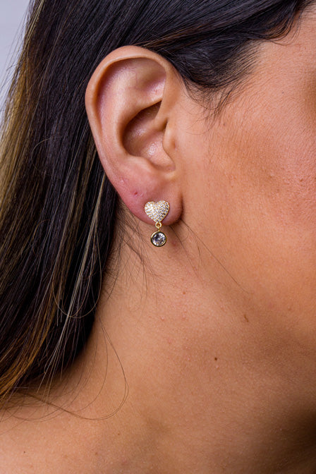 Brinco Coracao Cravejado de Zirconia Folheado