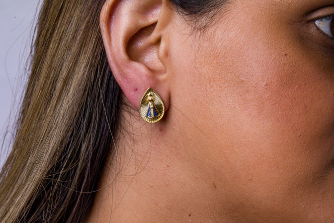 Brinco Nossa Senhora do Manto Azul Folheado