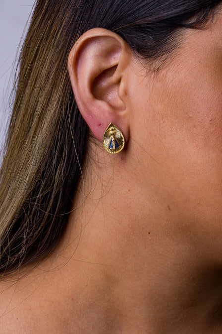 Brinco Nossa Senhora do Manto Azul Folheado