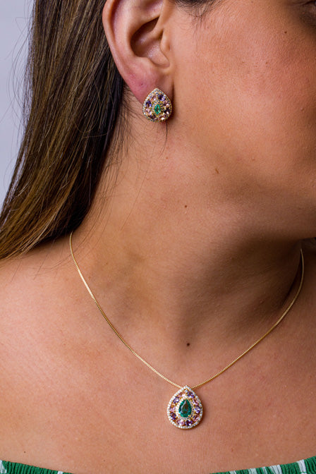 Conjunto Gota Colorida Folheado